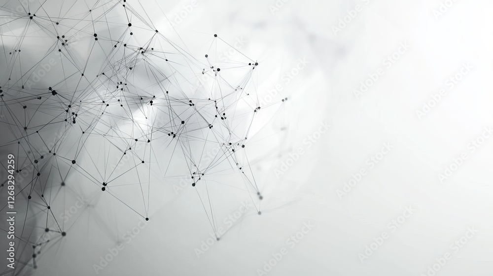 Poster abstract network connection lines points digital art modern technology background grey white elegant
