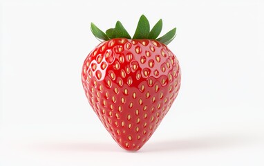 Fresh Juicy Strawberry with Green Leaves Top View