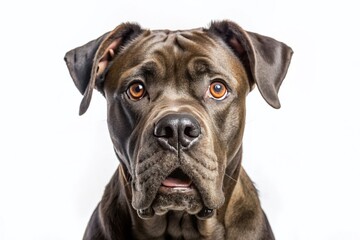 Obraz premium Surprised Cane Corso Dog – Candid Photo, Isolated on White Background