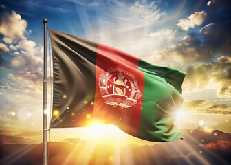 Surreal Afghanistan Flag: Dreamlike White Background Stock Photo