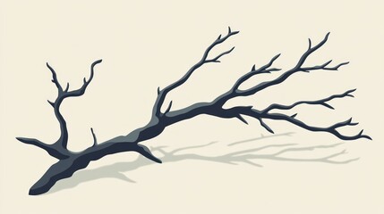 Obraz premium Fallen branch, desert landscape, minimalist art, design element