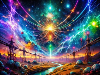Fototapeta premium Surreal Diode Bridge: Electric Dreamscape, Abstract Circuitry