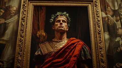Obraz premium Roman Emperor Portrait Framed Within a Classical Museum Setting