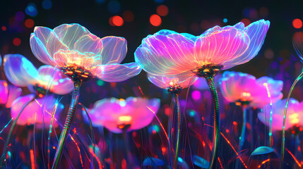 vibrant cybernetic flowers