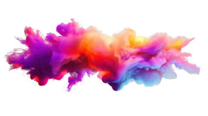 Colorful smoke cloud floating on transparent background