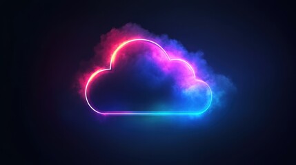Vibrant Neon Cloud Design with Colorful Smoke on Dark Background for Modern Digital Themes