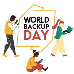 world backup day silhouette vector