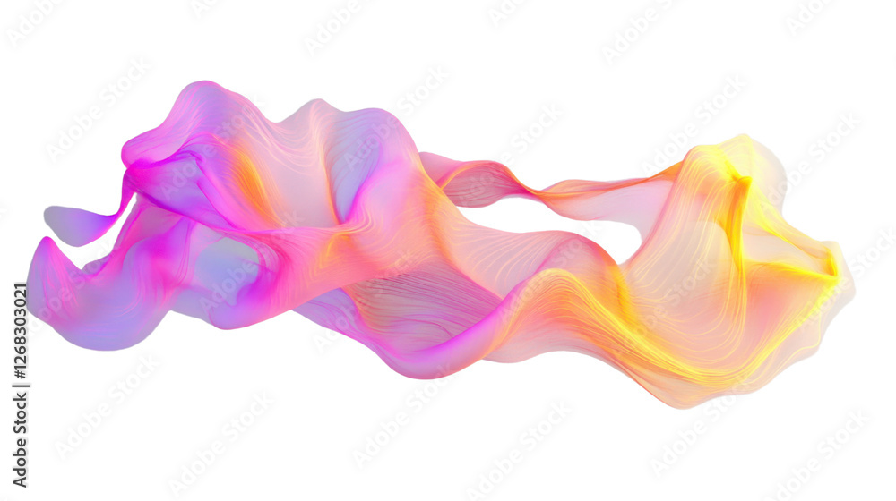 Poster abstract colorful wavy lines flowing on transparent background