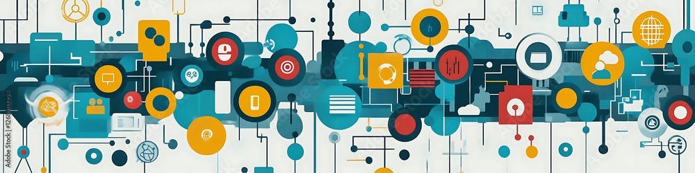 Poster abstract network graphic illustrating interconnected systems