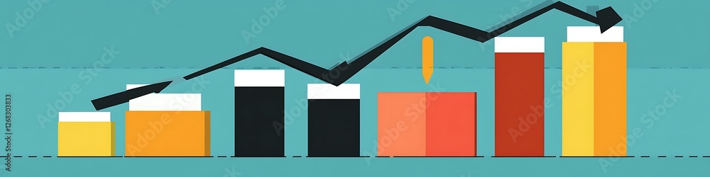 Aufkleber abstract graph showing growth and subsequent decline