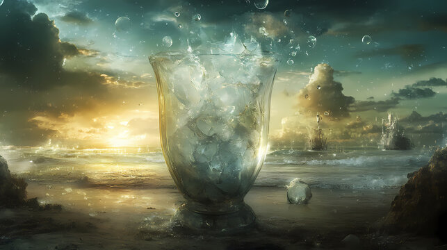 Vaso de refresco con hielo. Tide-Touched Spirits. Illustration