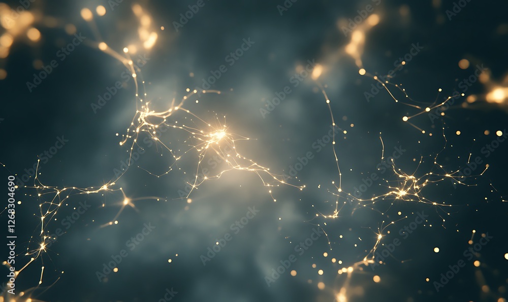 Poster Visual representation of a neural network's electrical activity and structure.