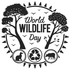 Obraz premium WORLD WILDLIFE DAY silhouette vector