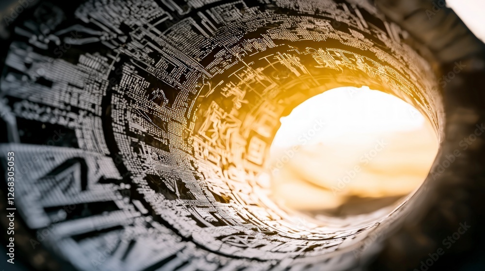 Aufkleber ai generated tunnel abstract data stream futuristic technology digital art