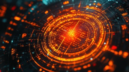 Obraz premium Futuristic HUD interface glowing orange, digital background, technology