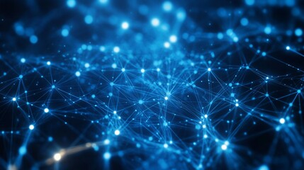 Abstract blue glowing network connection.