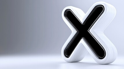 Obraz premium 3D Rendered Black X Icon Abstract Minimalist Graphic Design Element