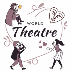 WORLD THEATRE DAY silhouette vector