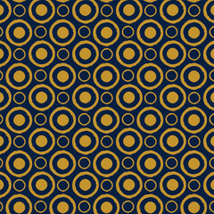 Fototapeta premium Vector Seamless golden and blue hand drawn circles pattern