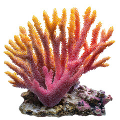 Colorful sea coral with natural texture isolated on transparent background 