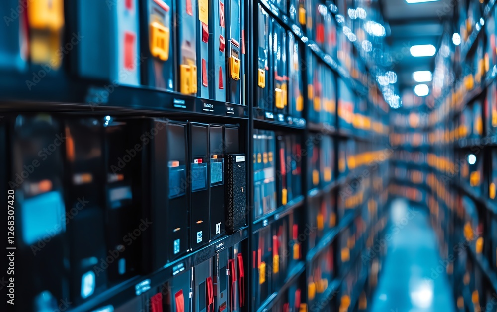Poster advanced document management system in a compliance and governance setting, showcasing secure data h