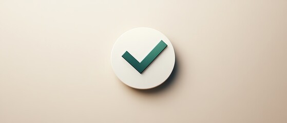Circular badge with a green check mark at the center, representing validation, quality, and success, sleek and minimal design