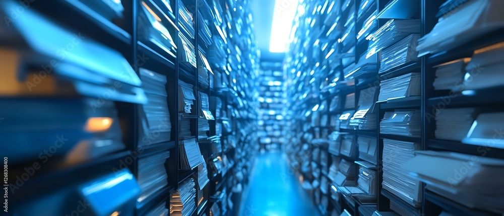 Poster compliance and governance scenario illustrating advanced document management technologies, with digi