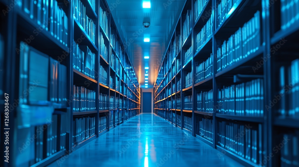 Poster compliance and governance scenario with advanced document management technology, highlighting effici