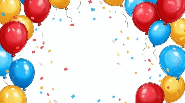 Colorful Balloons and Confetti for Festive Celebrations or Events