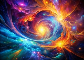 Obraz premium Vibrant Cosmic Energy: Abstract Waves in Dynamic Colors
