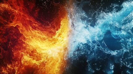 Fiery Flames and Ice-Cold Water Colliding in a Powerful Elemental Battle of Opposites