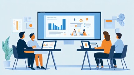 Modern Collaborative Meeting with Digital Presentation and Data Analysis