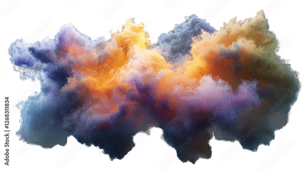 Poster colorful cloud of smoke creating abstract shapes on transparent background