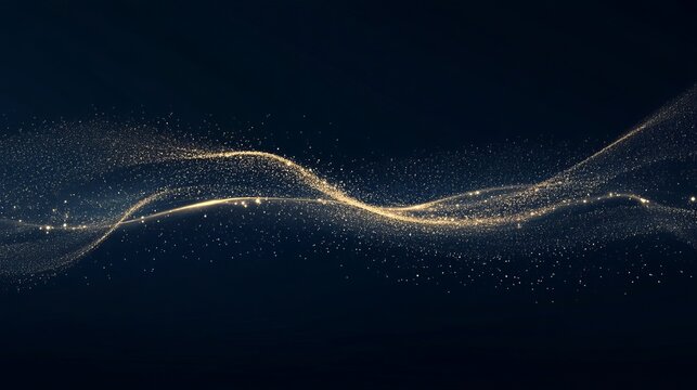 Abstract Golden Glitter Wave Dark Background Elegant Luxury Design Festive Sparkling Shimmer Texture Premium Digital Art Graphic Design Illustration  