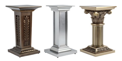 Metal Podium on White Background for Elegant Presentation Design, PNG Transparent