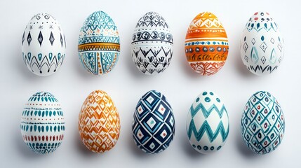 Hand painted Easter Eggs  Festive  Decorative  Patterned  PNG