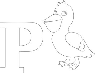 pelican next to the letter P