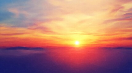 Obraz premium Beautiful Sunrise Over Horizon with Colorful Clouds in Sky