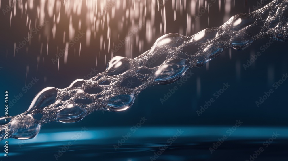 Poster close-up of bubbles and water droplets creating a dynamic, fluid scene.