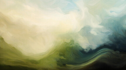 An abstract image of Dorset, seething earthy tones of green and beige, forming an artistic interpretation of the coastline