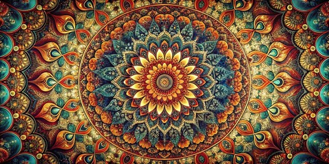 Vintage Boho Mandala Background Texture: Mesmerizing Art Deco Design