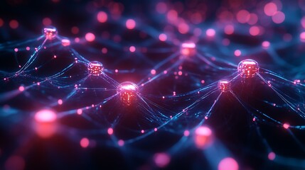 Visually captivating blockchain network visualization depicting interconnected digital nodes and data flow.