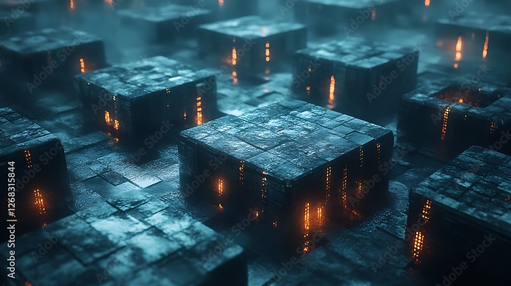 Leinwandbilder A visually stunning image depicting a blockchain network, ideal for technology and finance themes.