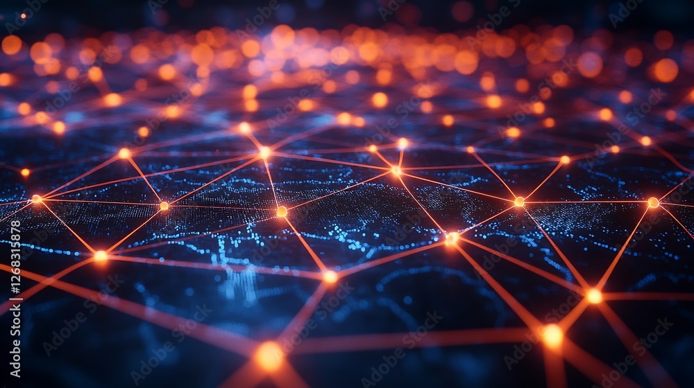 Poster Visually stunning blockchain network visualization image suitable for tech and finance themes.