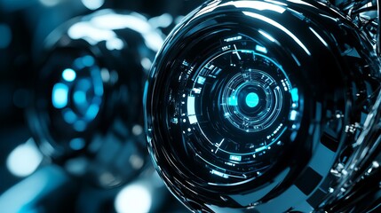 Futuristic Technology Abstract Sphere Digital Art Blue Neon Glowing Lines Dark Background Modern Design High Tech Innovation Science Fiction 3D Render