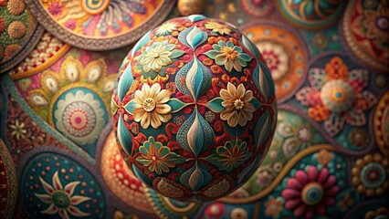 Vintage Easter Egg Textile Pattern, Layered Fabric Texture, Panoramic Spring Design