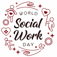 WORLD SOCIAL WORK DAY silhouette vector