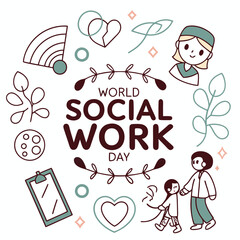 WORLD SOCIAL WORK DAY silhouette vector