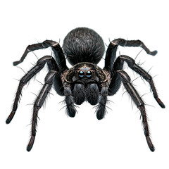 Fototapeta premium Creepy black spider crawling isolated on transparent background 