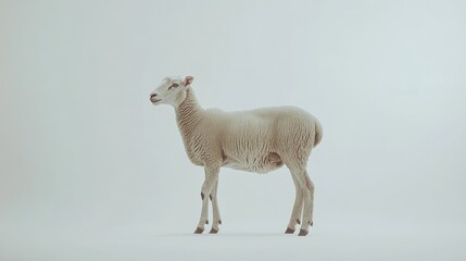 Obraz premium Sheep standing, studio shot, white background, farm animal